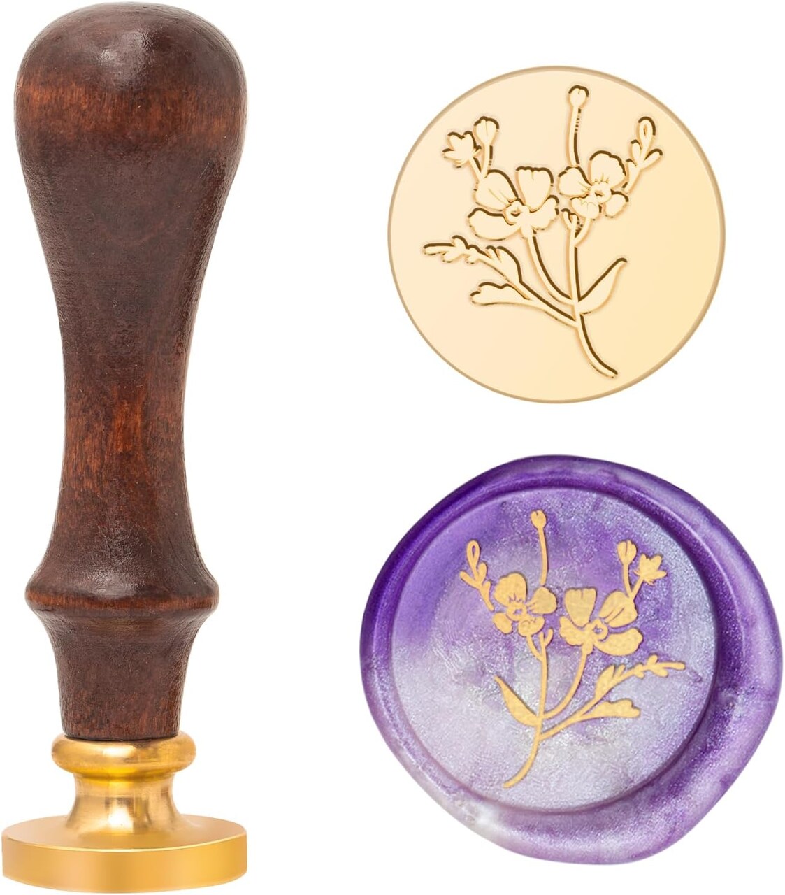 Cosmos Flower Wax Seal Stamp, Elegant Garden Botanical Plant Sealing Stamper with Wooden Handle